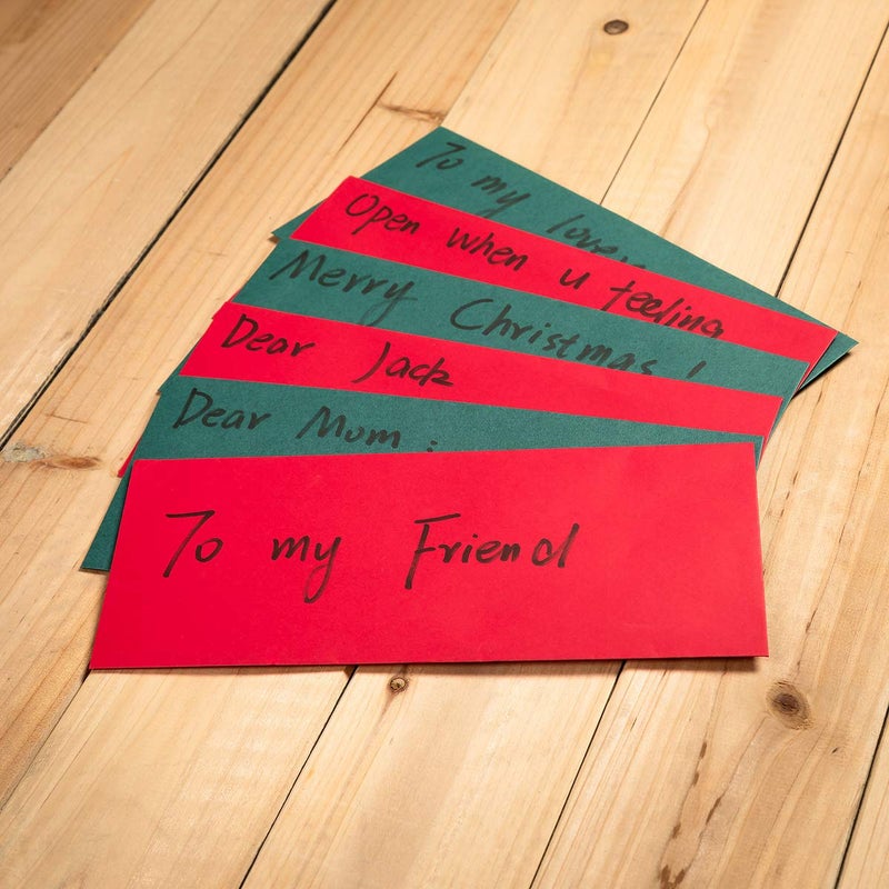 Homtable 100 Pack #10 Christmas Envelopes Business Colorful Green and Red Envelopes Self-Adhesive Greeting Card Pockets for Mailing Holiday Small Gift Cards Invitations Business Notes(4 1/8"Ã—9 1/2") - Image 4